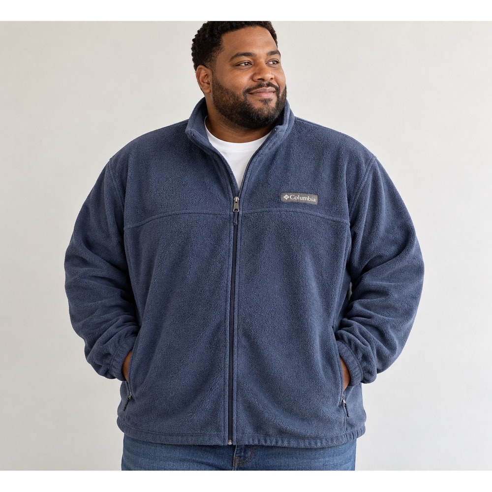 Columbia Mens 3X Big & Tall Navy Blue Full Zip Fleece Jacket Steens Mountain